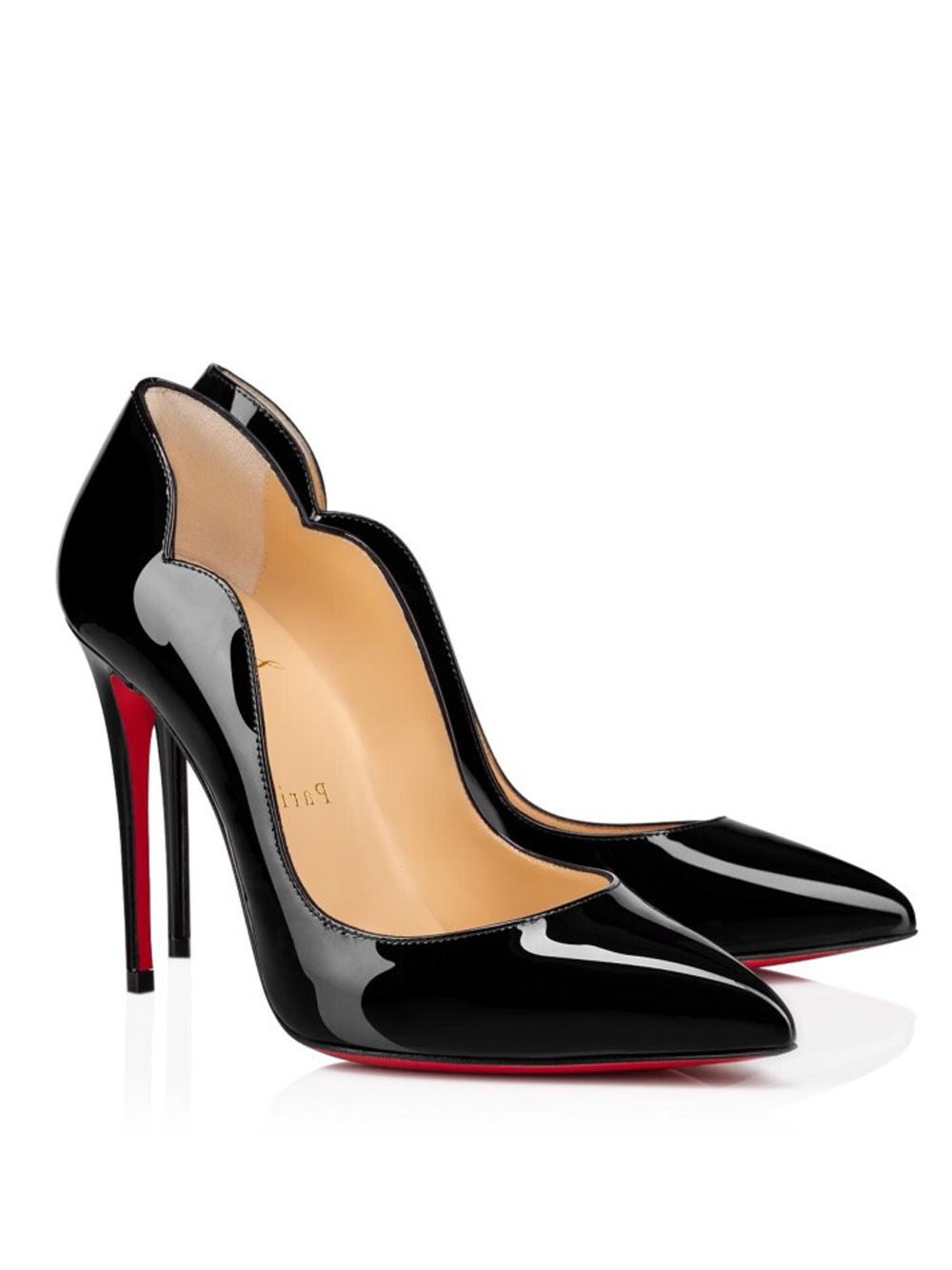 Elegant Black Leather Heels with Iconic Red Sole