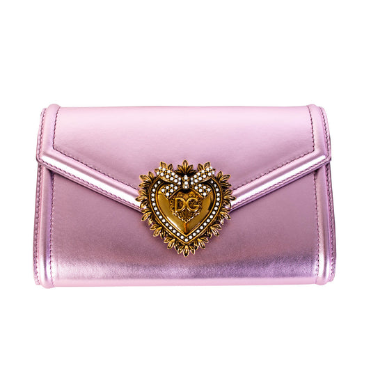 Elegant Pink Satin Clutch with Jewel Heart Closure