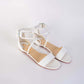 Chic White Patent Leather Flat Sandals