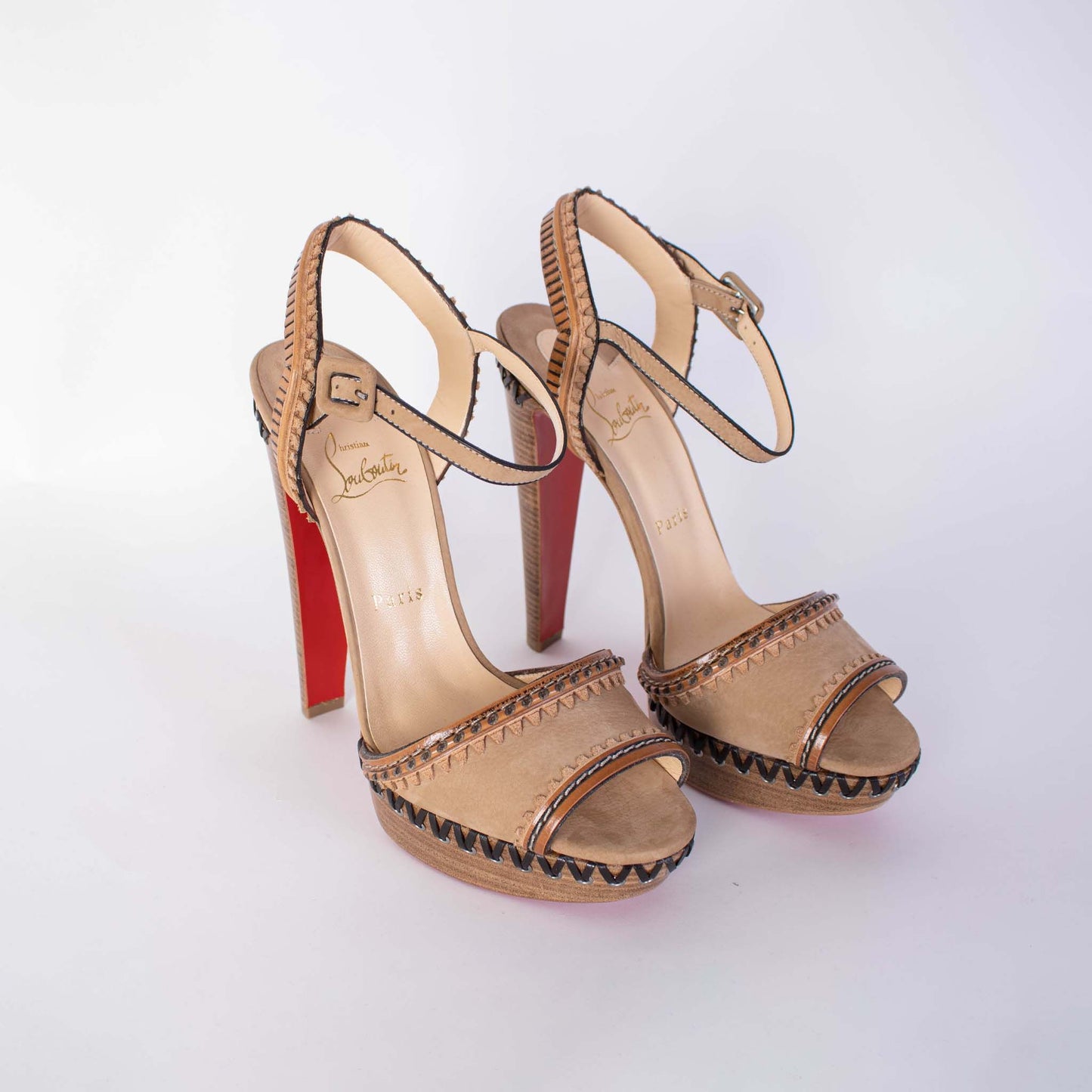 Chic Beige High-Heel Suede Sandals