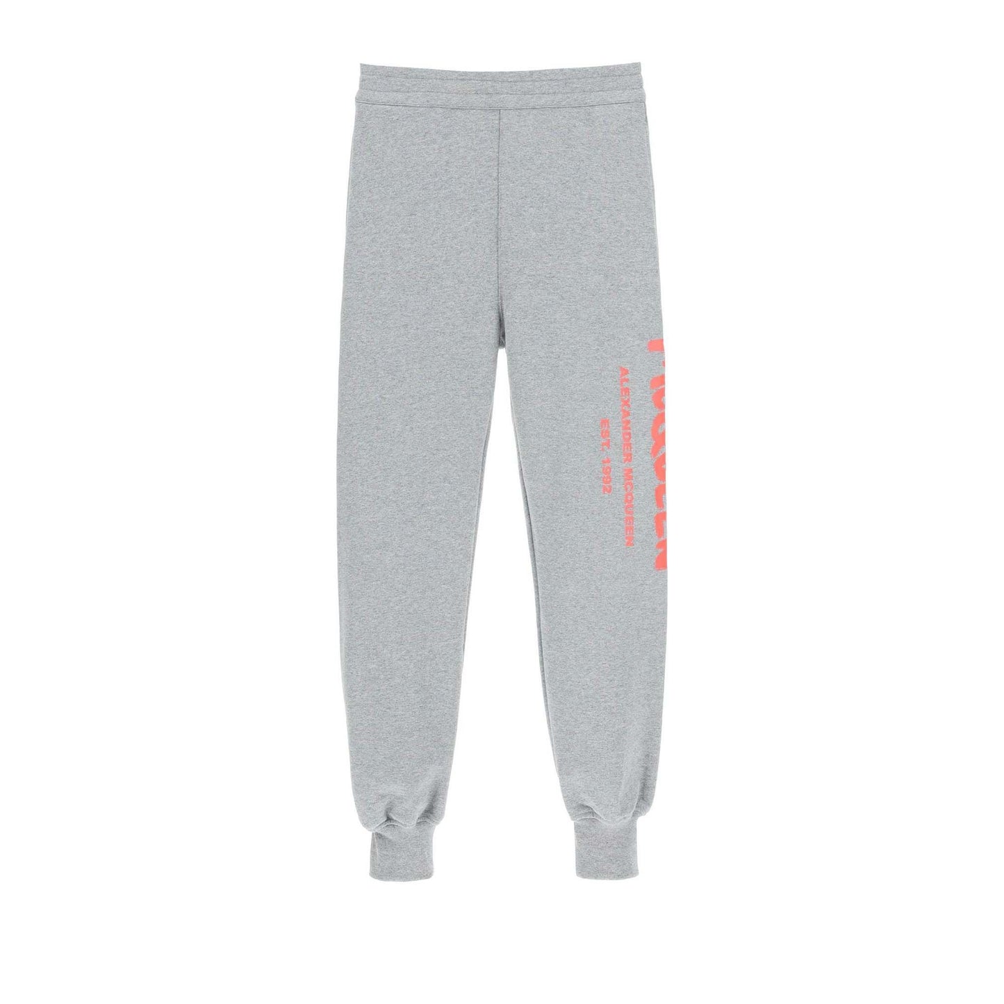 Elegant Graffiti Logo Grey Sweatpants