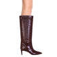 Enticing Brown Croco Print Leather Boots