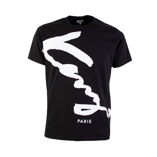 Elegant Black Cotton Tee with Signature Print