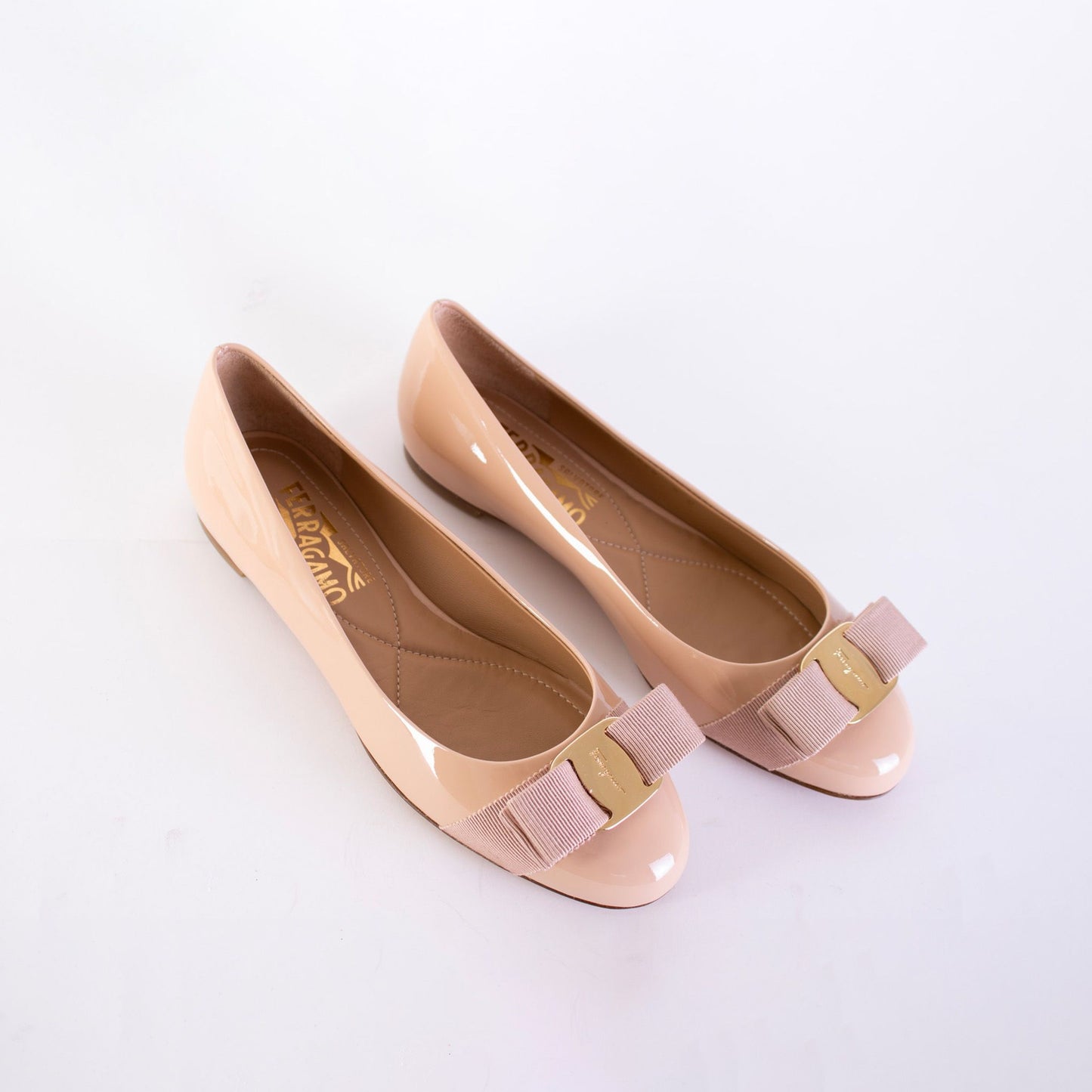 Powder Pink Leather Ballerina Flats