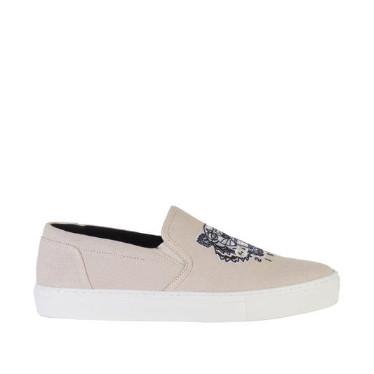 Chic Beige Cotton Slip-On Sneakers