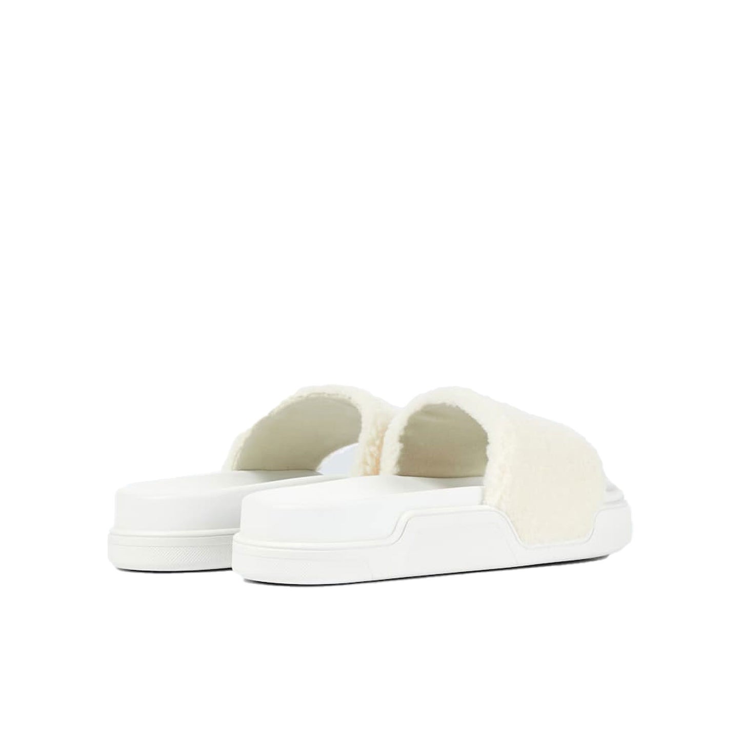 Elegant White Pool Slide Sandals with Iconic Red Sole