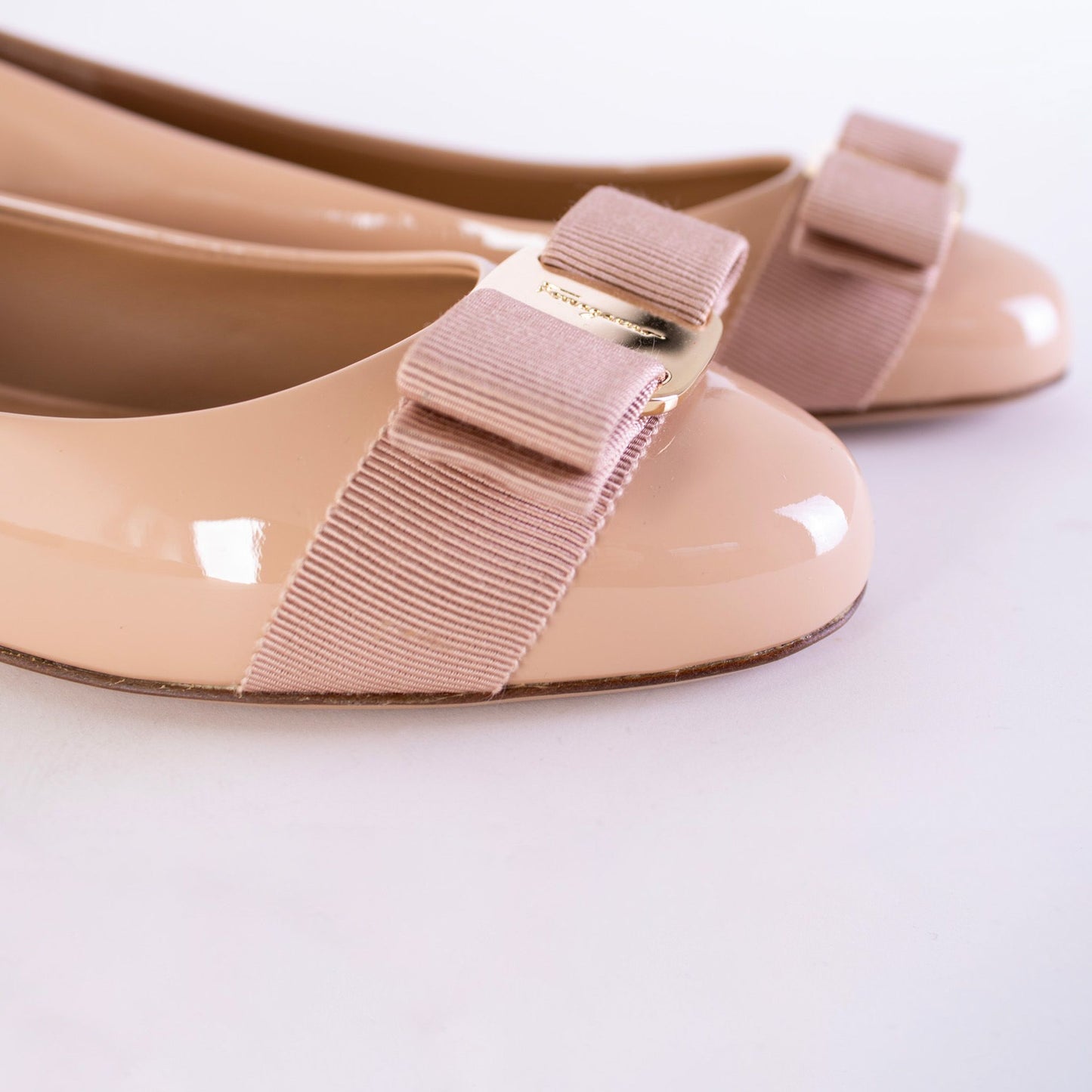 Powder Pink Leather Ballerina Flats