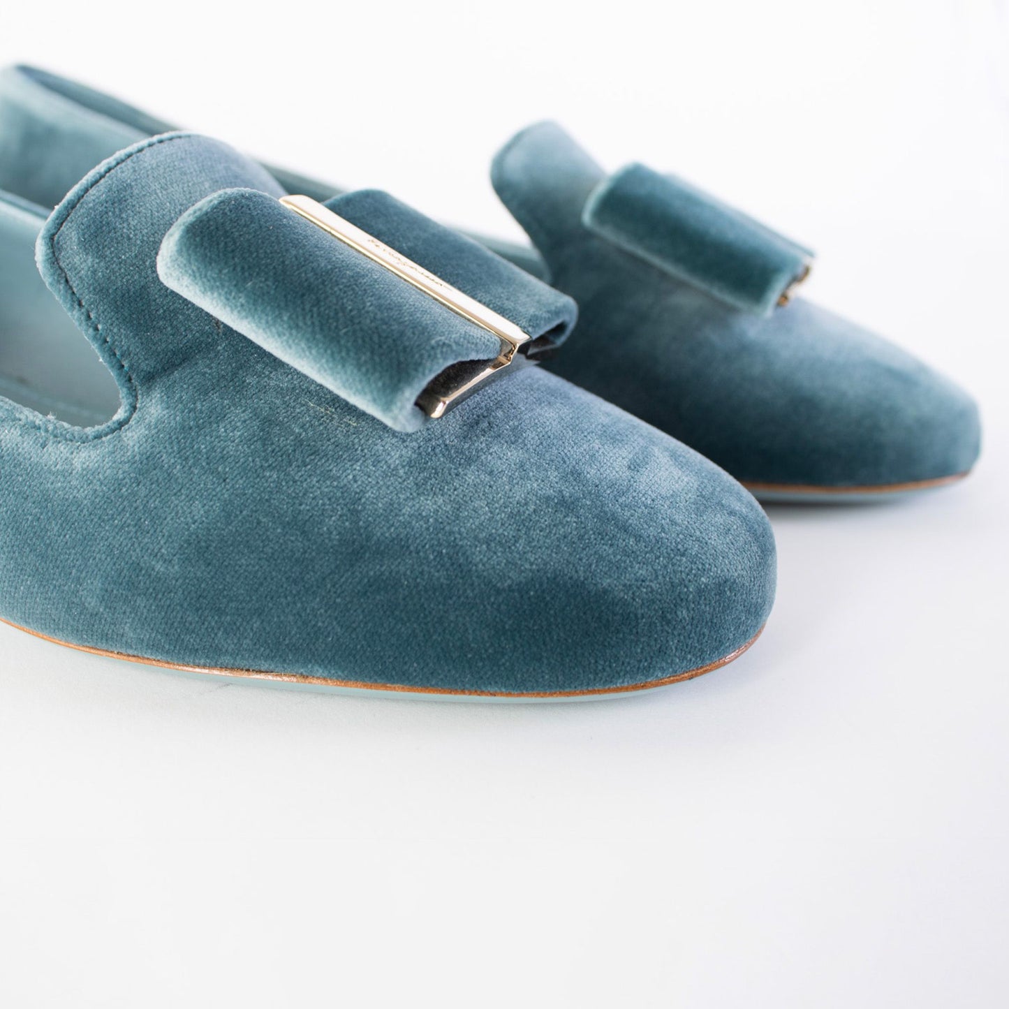 Elegant Velvet Blue Ballerinas