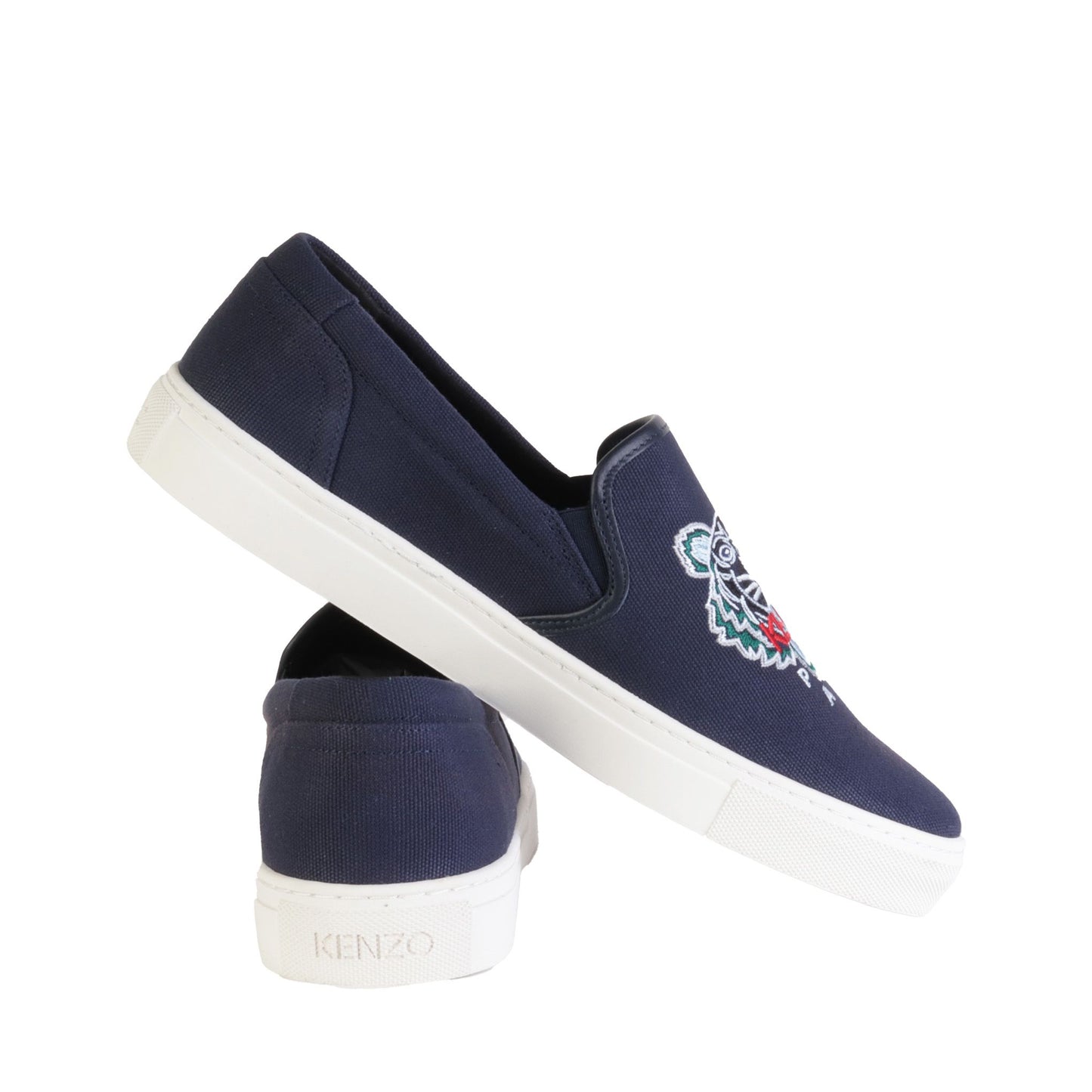 Elegant Navy Slip-On Sneakers with Rubber Sole