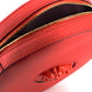 Elegant Red Round Leather Shoulder Bag
