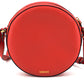 Elegant Red Round Leather Shoulder Bag