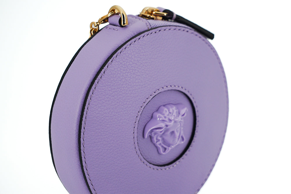 Elegant Round Mini Shoulder Bag in Lustrous Purple