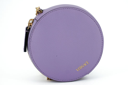 Elegant Round Mini Shoulder Bag in Lustrous Purple