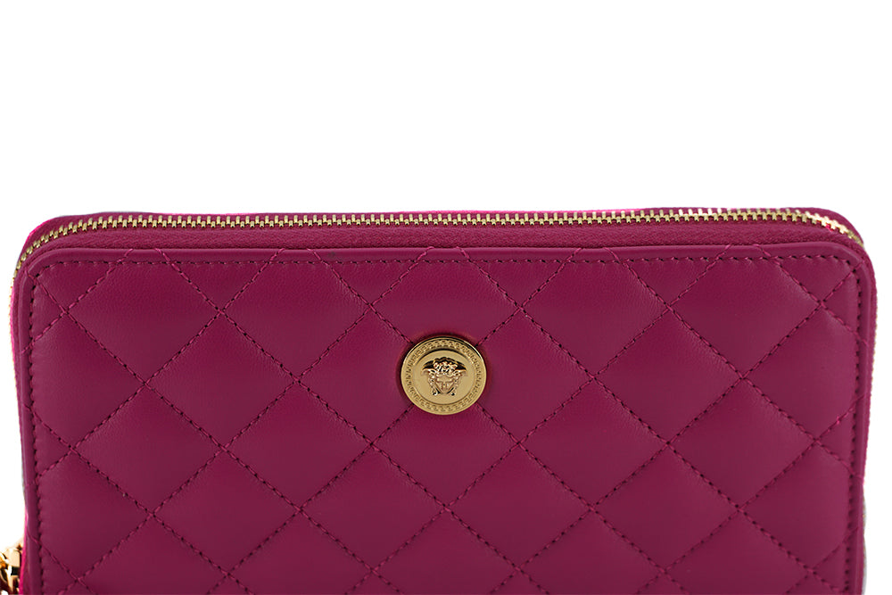 Elegant Quilted Long Zip Wallet in Purple