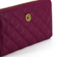 Elegant Quilted Long Zip Wallet in Purple