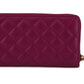 Elegant Quilted Long Zip Wallet in Purple