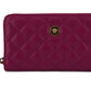 Elegant Quilted Long Zip Wallet in Purple