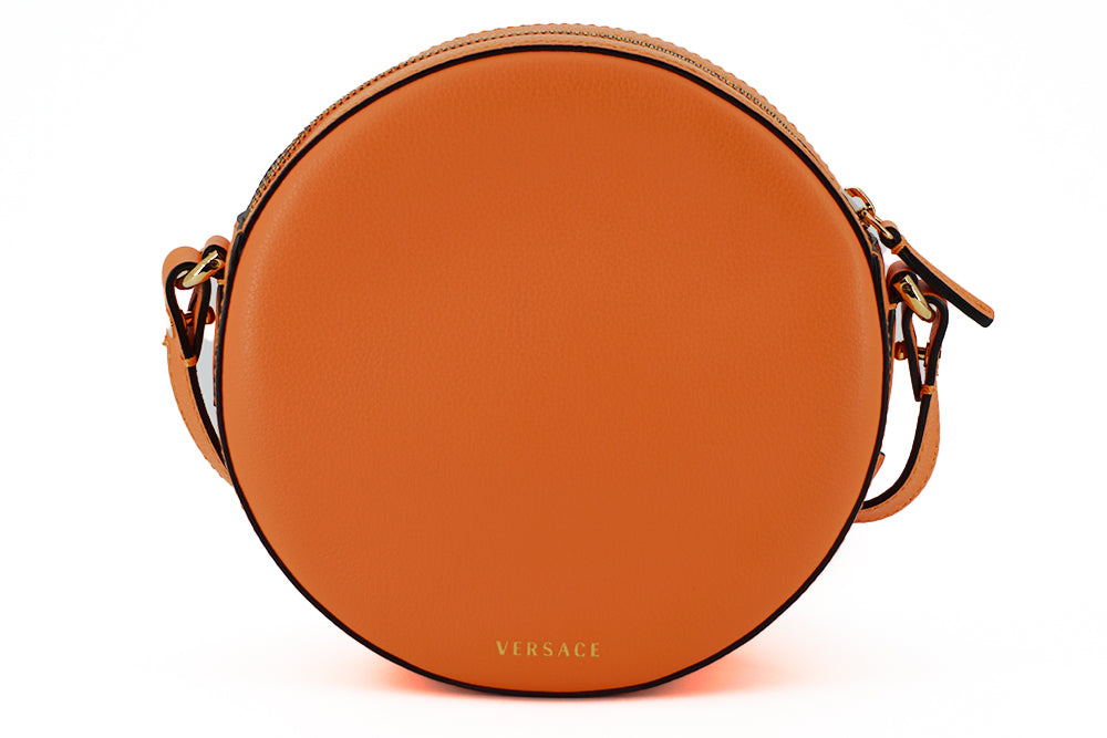 Chic Orange Round Leather Shoulder Bag