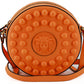 Chic Orange Round Leather Shoulder Bag