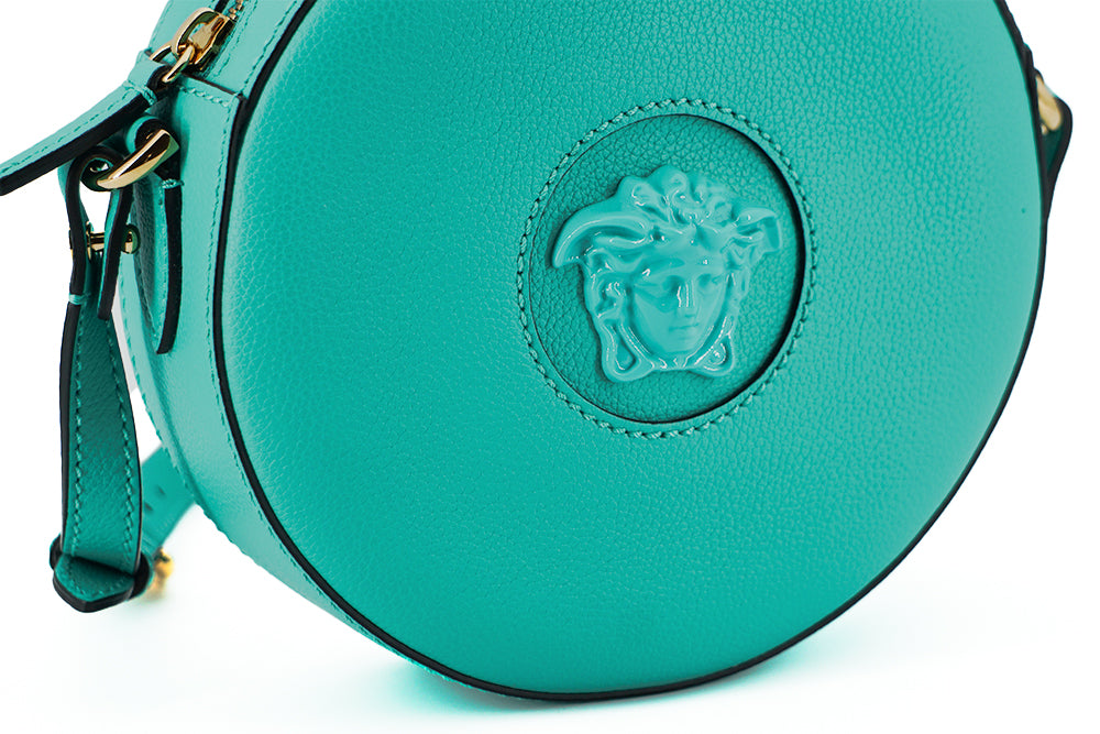 Elegant Mint Green Calf Leather Round Shoulder Bag