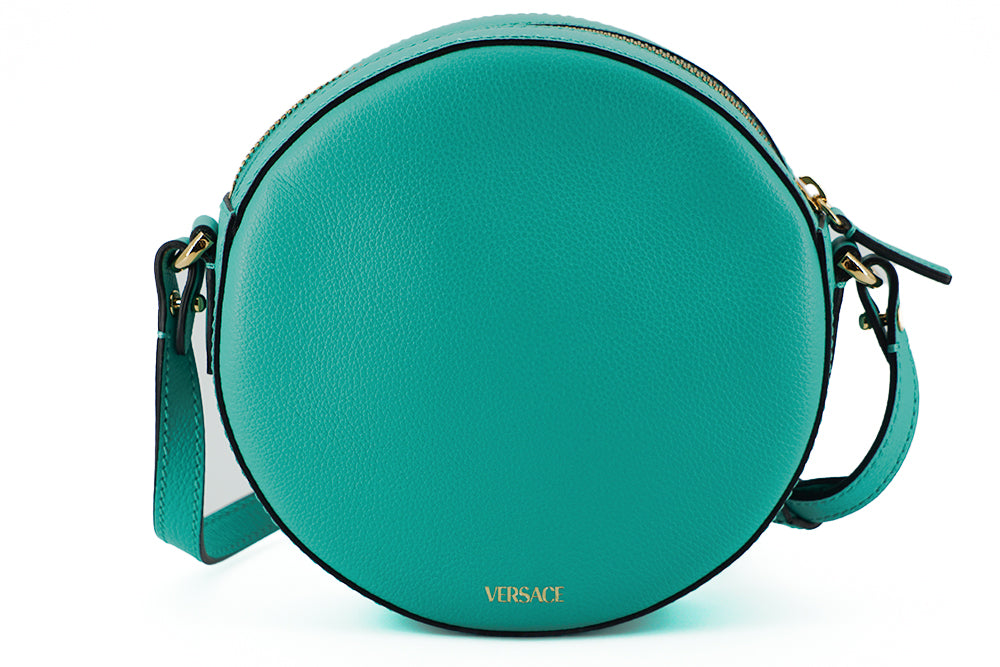 Elegant Mint Green Calf Leather Round Shoulder Bag