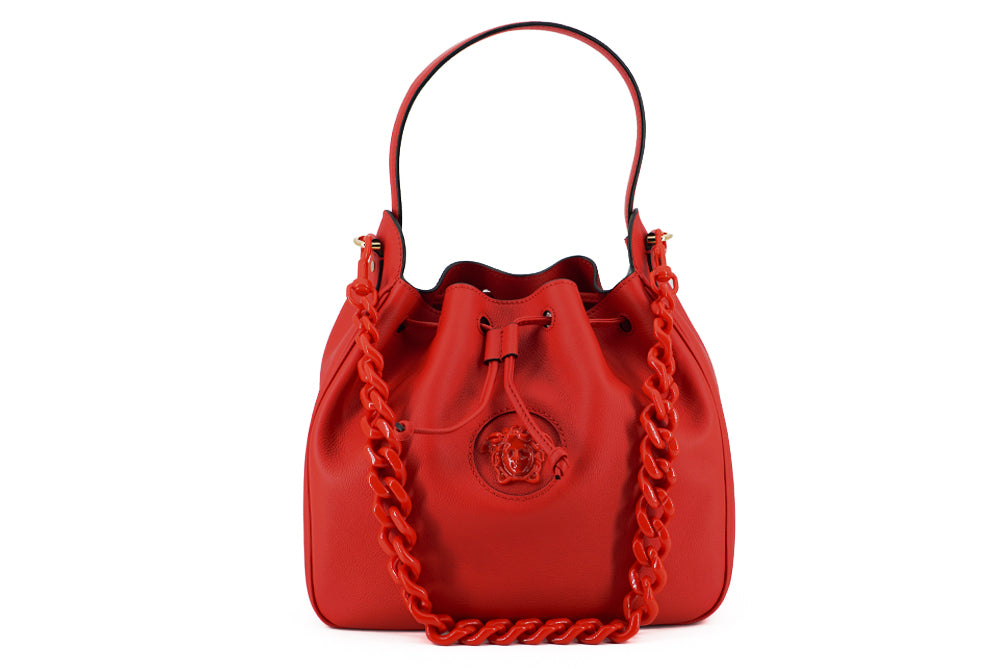 Elegant Red Calf Leather Hobo Bag