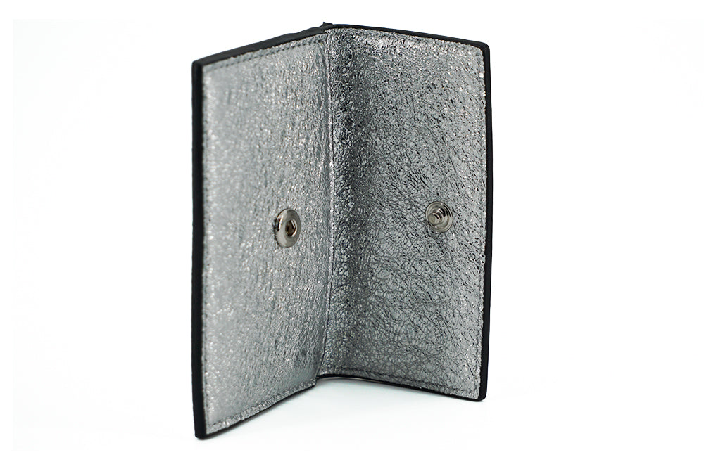 Elegant Silver Nappa Leather Card Case