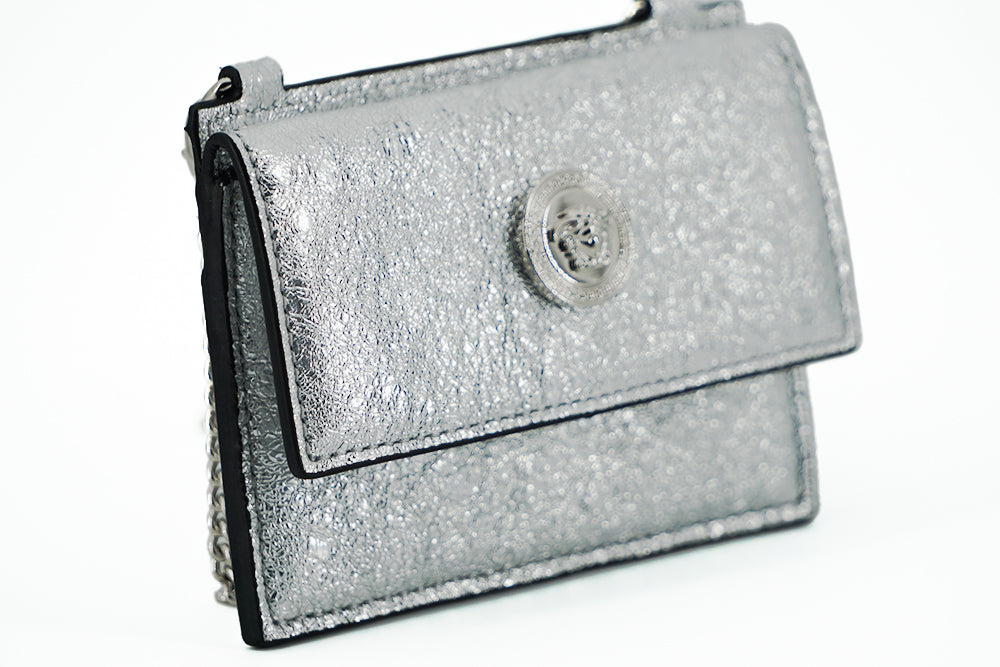 Elegant Silver Nappa Leather Card Case