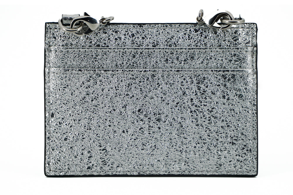 Elegant Silver Nappa Leather Card Case