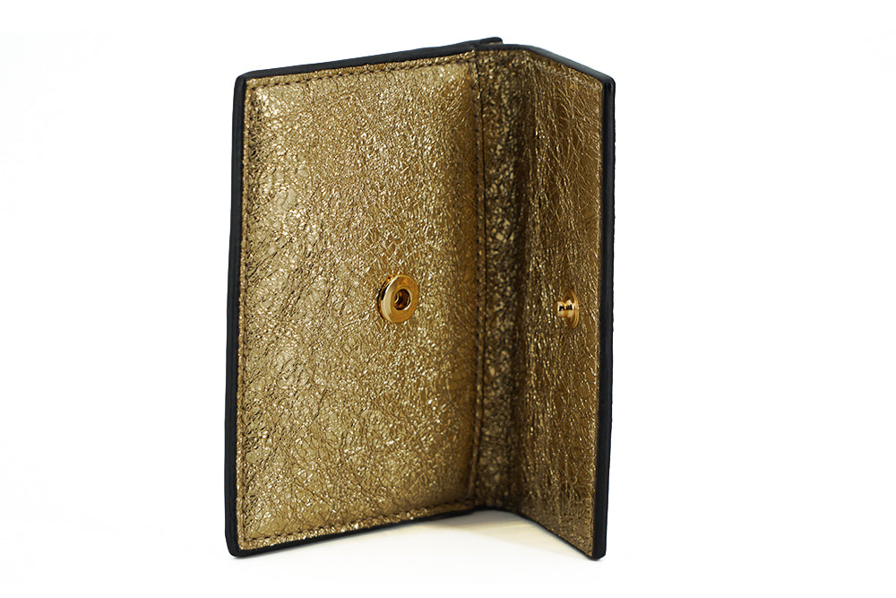 Elegant Gold Nappa Leather Card Holder