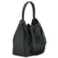 Elegant Black Leather Medusa Hobo Bag