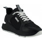 Sleek Black Leather Medusa Sneakers