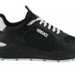 Sleek Black Leather Medusa Sneakers