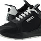 Sleek Black Leather Medusa Sneakers