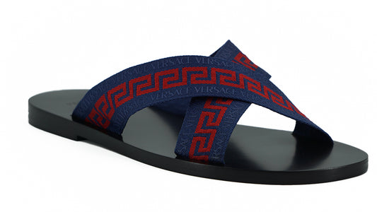 Dazzling Versace Blue Flat Men's Sandals