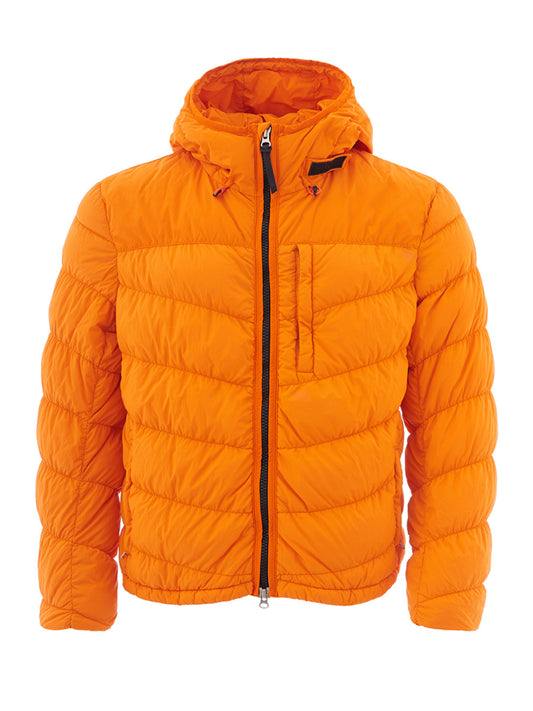 Elegant Quilted Orange Hooded Jacket