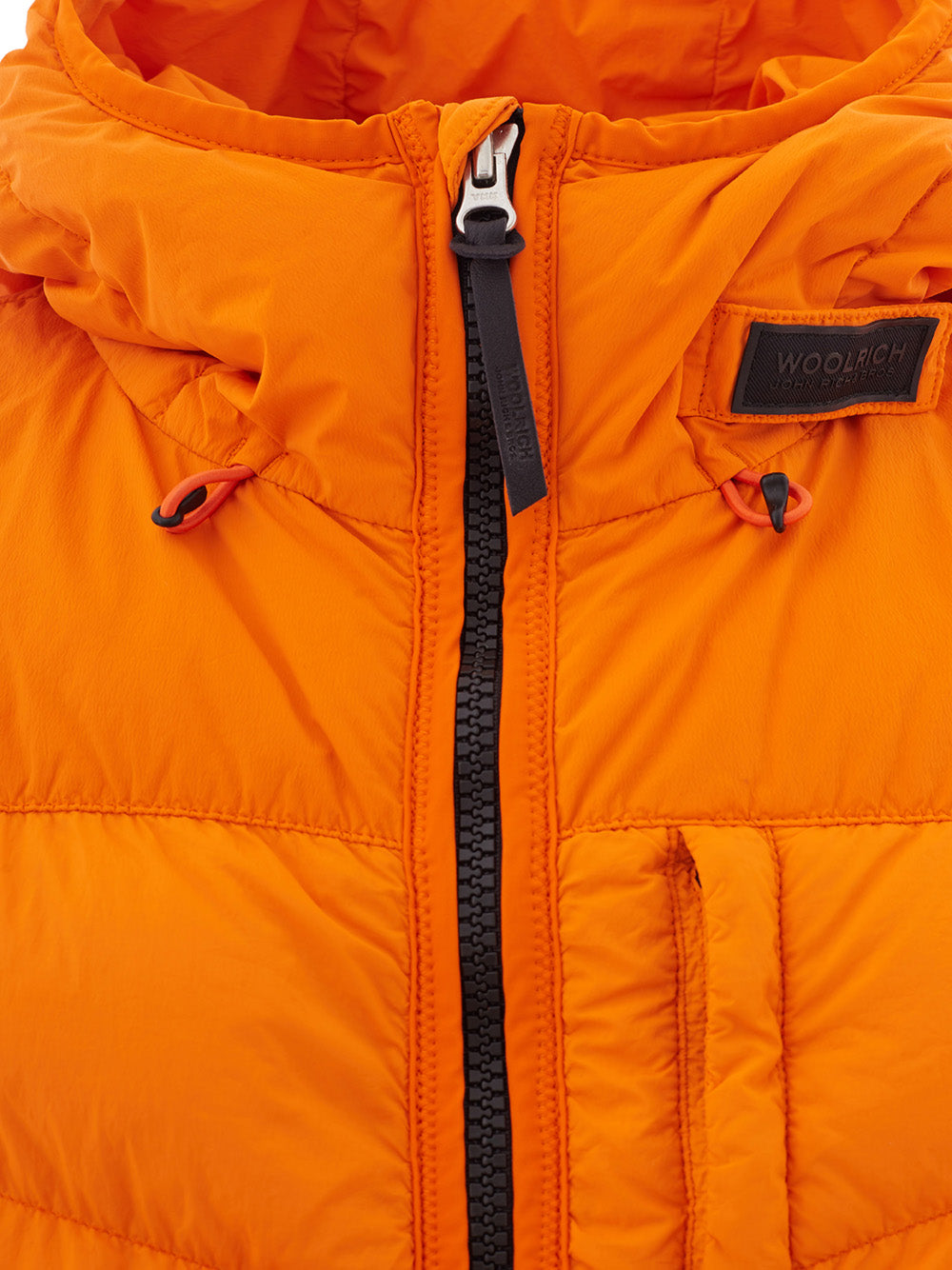 Elegant Quilted Orange Hooded Jacket