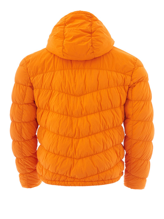 Elegant Quilted Orange Hooded Jacket