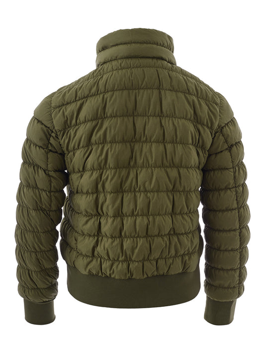 Elegant Green Quilted Bomber Jacket