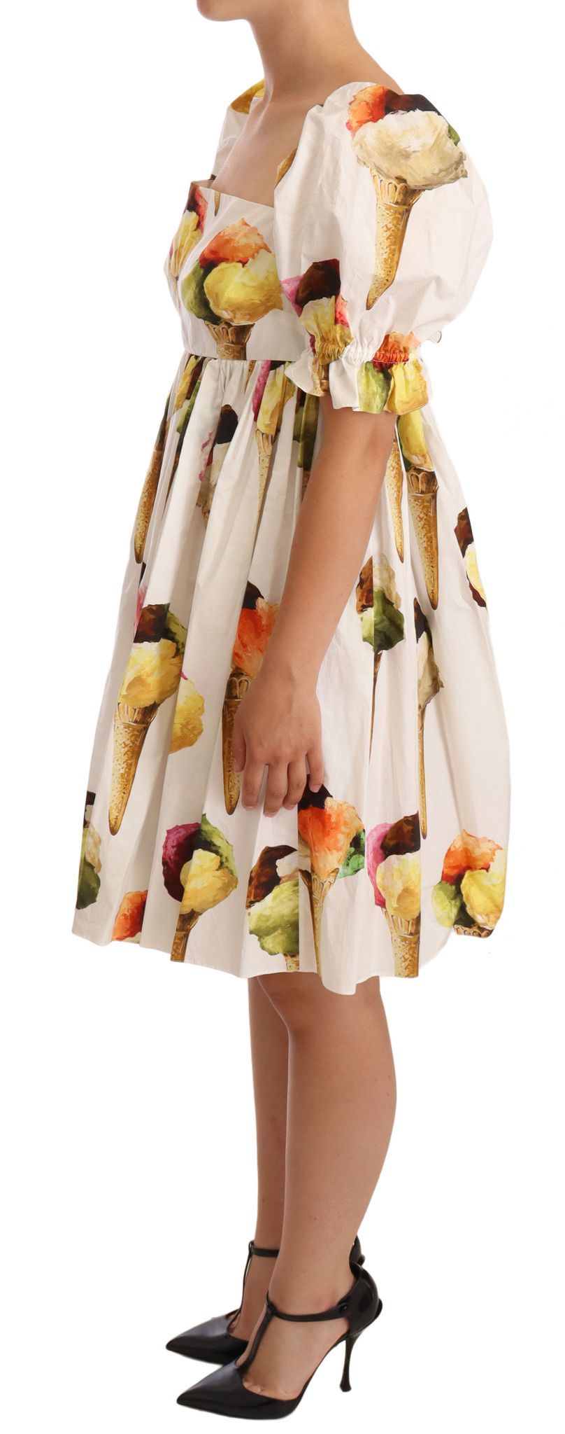 Ice Cream Print A-Line Pleated Dress