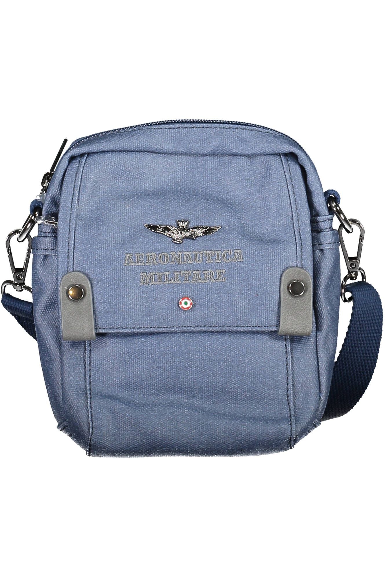 Military Precision Blue Cotton Shoulder Bag