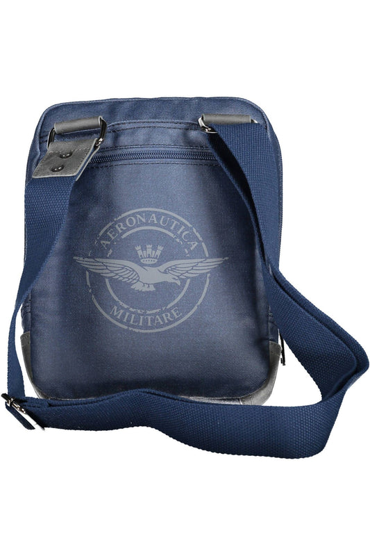 Elite Blue Cotton Shoulder Bag with Logo Detail