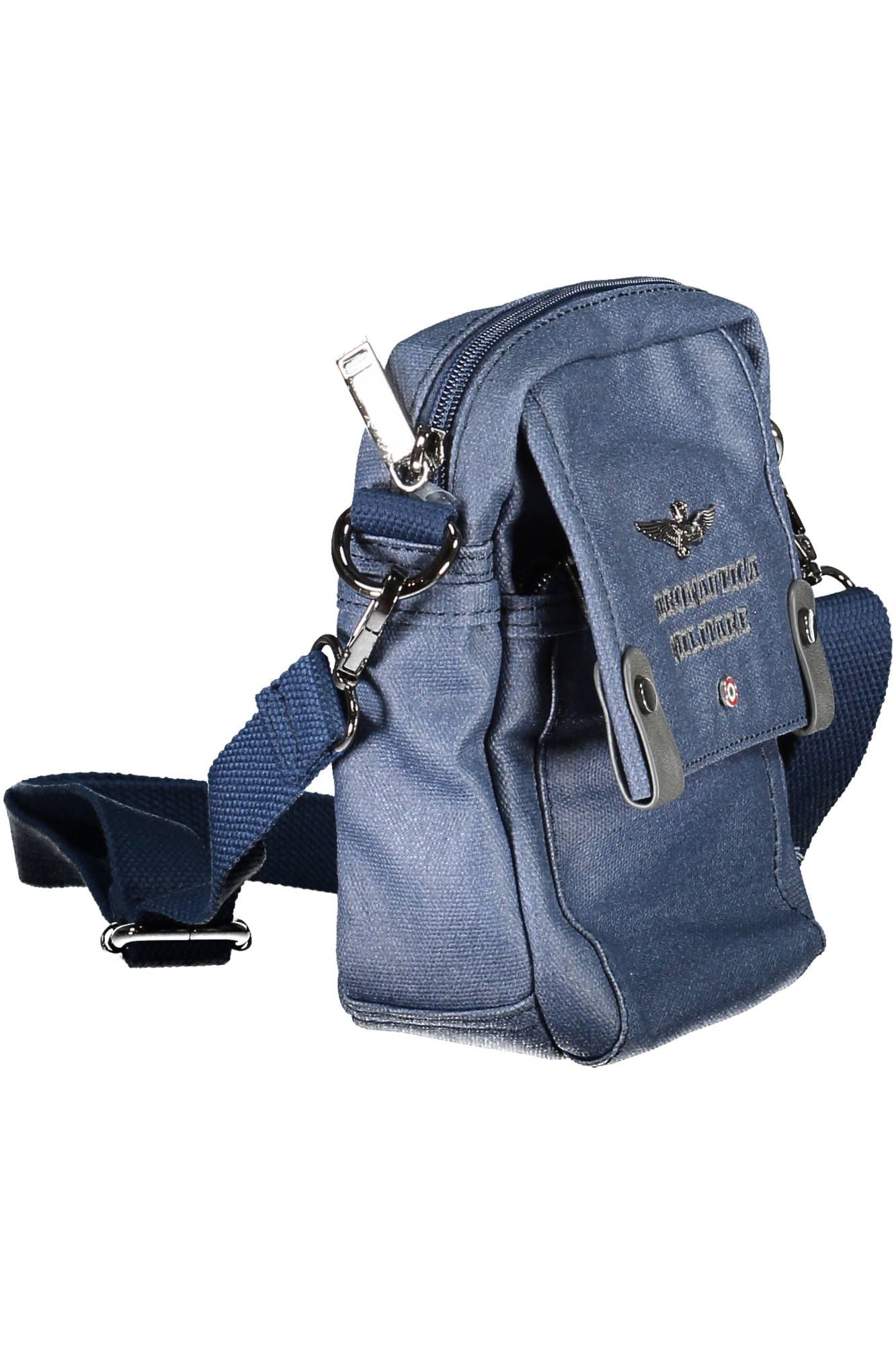 Military Precision Blue Cotton Shoulder Bag