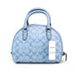 Sydney Small Cornflower Signature Chambray Canvas Satchel Handbag