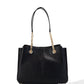 Teagen Large Black Pebbled Leather Long Drop Satchel Bag Purse