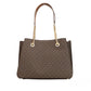 Teagen Large Brown Signature PVC Long Drop Satchel Handbag Purse