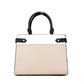 Staci Warm Beige Medium Colorblock Leather Crossbody Satchel Handbag