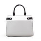 Staci Nimbus Grey Colorblock Medium Leather Crossbody Satchel Handbag
