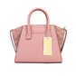 Avril Small Rose Leather Suede Top Zip Satchel Crossbody Handbag