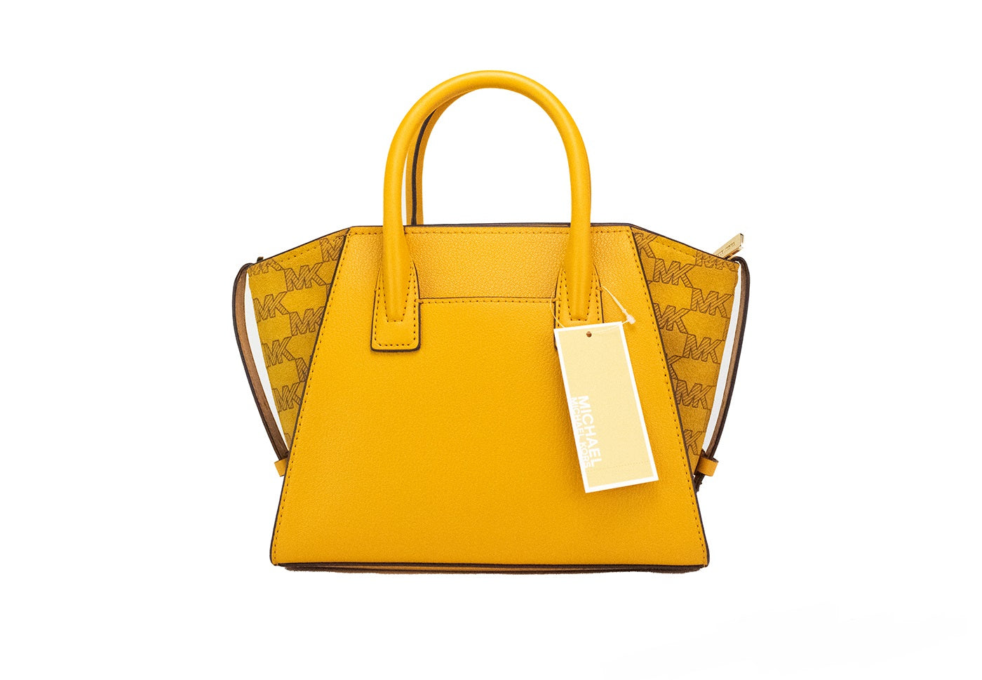 Avril Small Honeycomb Leather Suede Top Zip Satchel Crossbody Bag Yellow